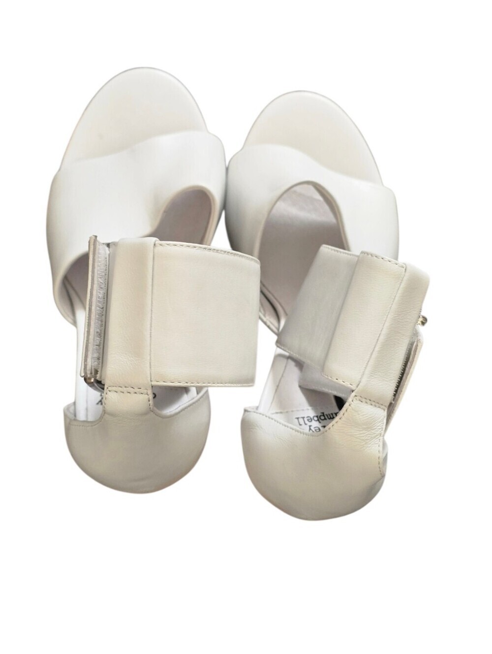 Jeffrey Campbell White Metamorph  Ankle Strap Heels Silver Buckle Size 9.5 - Picture 4 of 8